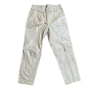 Day Birger et Mikkelsen Lamb Leather Pants Beige Pull-On Elastic Waist EU36 US 4